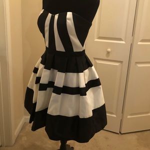 Strapless black  and white cocktail dress